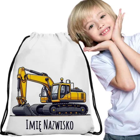 WOREK do przedszkola na buty PLECAK do szkoły żłobka Żółta Koparka + imię