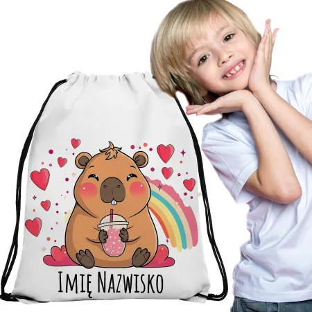 WOREK do przedszkola na buty PLECAK szkoły żłobka Kapibara Capybara + imię
