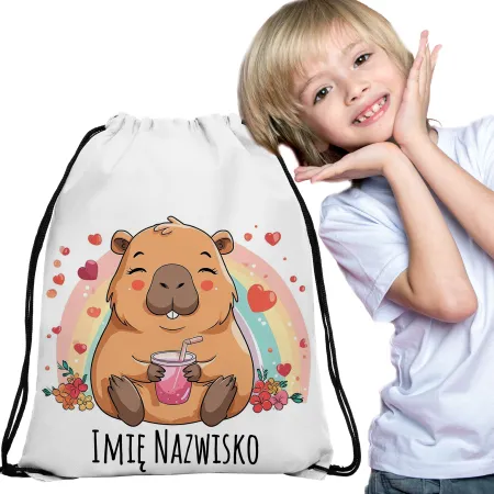 WOREK do przedszkola na buty PLECAK szkoły żłobka Kapibara Capybara + imię