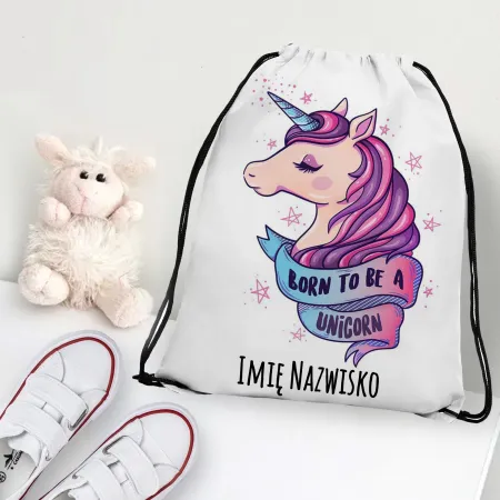 WOREK do przedszkola na kapcie buty PLECAK szkoły żłobka Jednorożec + imię