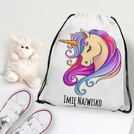 WOREK do przedszkola na kapcie buty PLECAK szkoły żłobka Jednorożec + imię