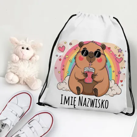 WOREK do przedszkola na buty PLECAK szkoły żłobka Kapibara Capybara + imię