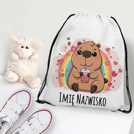 WOREK do przedszkola na buty PLECAK szkoły żłobka Kapibara Capybara + imię