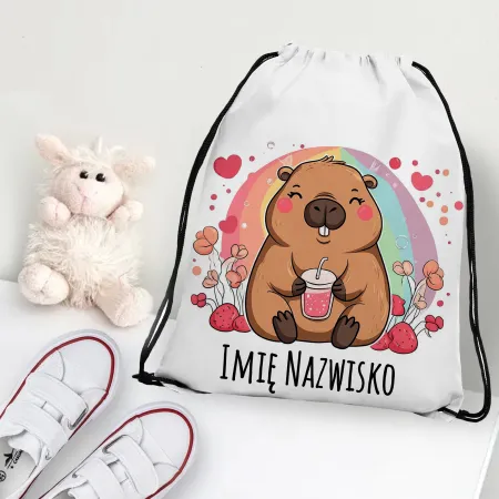 WOREK do przedszkola na buty PLECAK szkoły żłobka Kapibara Capybara + imię