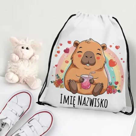 WOREK do przedszkola na buty PLECAK szkoły żłobka Kapibara Capybara + imię