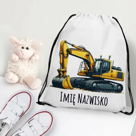 WOREK do przedszkola na buty PLECAK do szkoły żłobka Żółta Koparka + imię