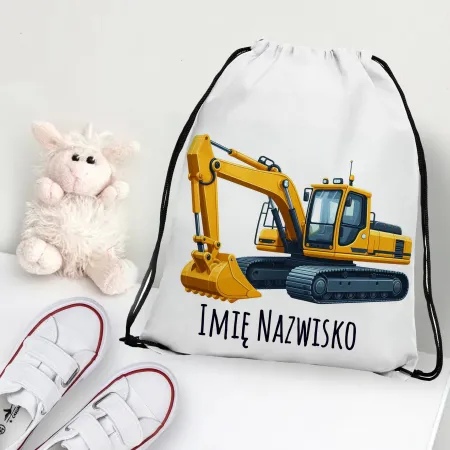 WOREK do przedszkola na buty PLECAK do szkoły żłobka Żółta Koparka + imię