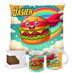 Zing Bites Snack Stars – Zestaw Super Burger : Poduszka + Kubek z Imieniem!