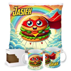 Zing Bites Snack Stars – Zestaw Super Burger : Poduszka + Kubek z Imieniem!
