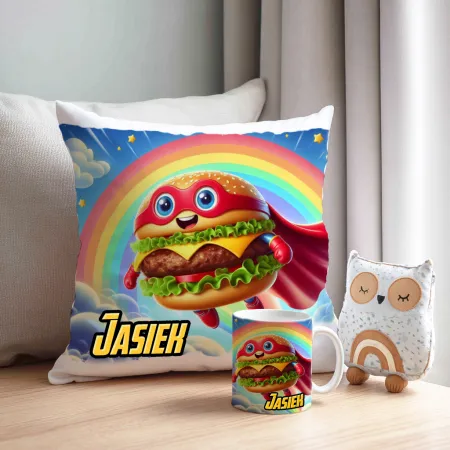 Zing Bites Snack Stars – Zestaw Super Burger : Poduszka + Kubek z Imieniem!