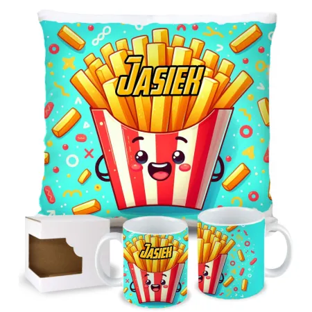 Zing Bites Snack Stars – Zestaw Super Frytki : Poduszka + Kubek z Imieniem!