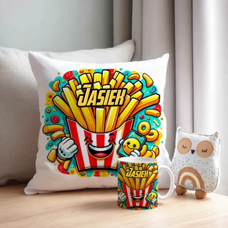 Zing Bites Snack Stars – Zestaw Super Frytki : Poduszka + Kubek z Imieniem!