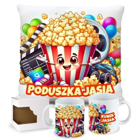 Zing Bites Snack Stars – Zestaw Super Popcorn : Poduszka + Kubek z Imieniem
