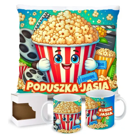 Zing Bites Snack Stars – Zestaw Super Popcorn : Poduszka + Kubek z Imieniem