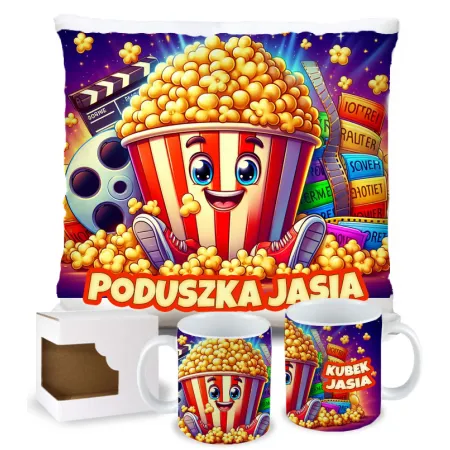 Zing Bites Snack Stars – Zestaw Super Popcorn : Poduszka + Kubek z Imieniem