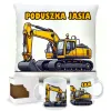 Zestaw Prezentowy Poduszka + Kubek z Żółtą Koparką Prezent dla Chłopca