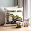 Zestaw Prezentowy Poduszka + Kubek z Żółtą Koparką Prezent dla Chłopca