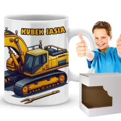 Prezentowy Kubek z Żółtą Koparką Prezent dla Chłopca