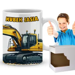 Prezentowy Kubek z Żółtą Koparką Prezent dla Chłopca