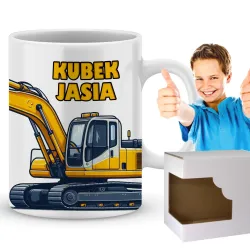 Prezentowy Kubek z Żółtą Koparką Prezent dla Chłopca